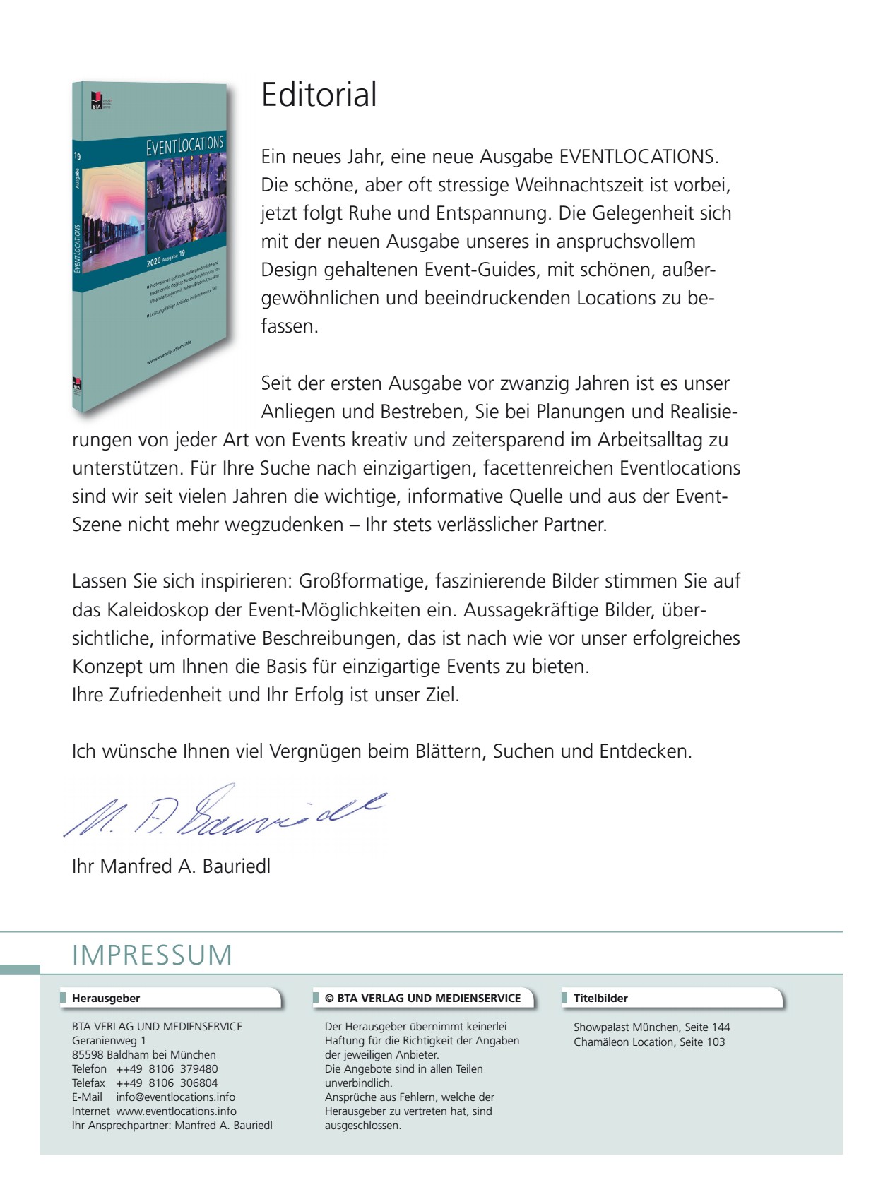 Editorial Herausgeber VERLAG