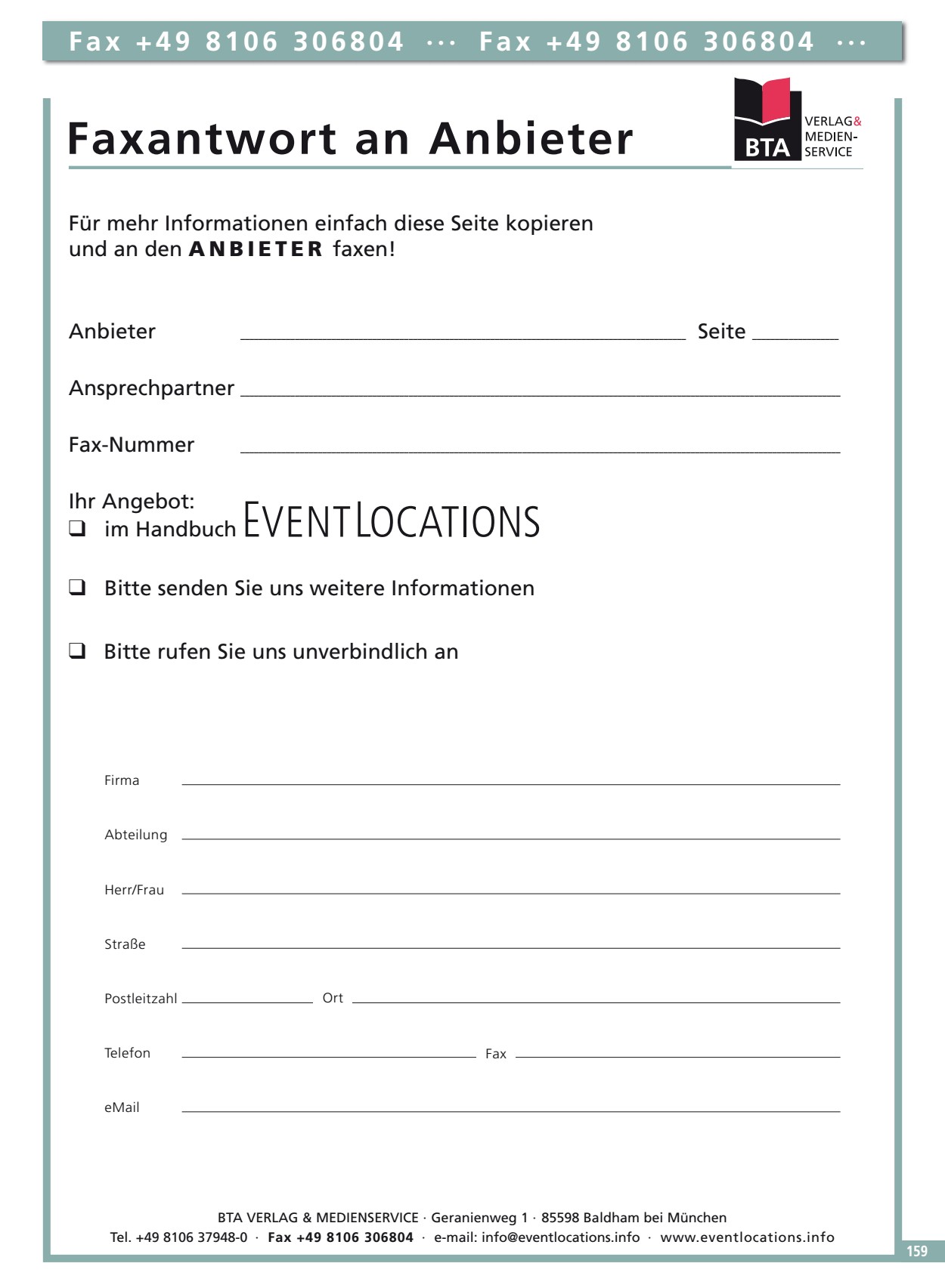 Faxantwort Anbieter mehr