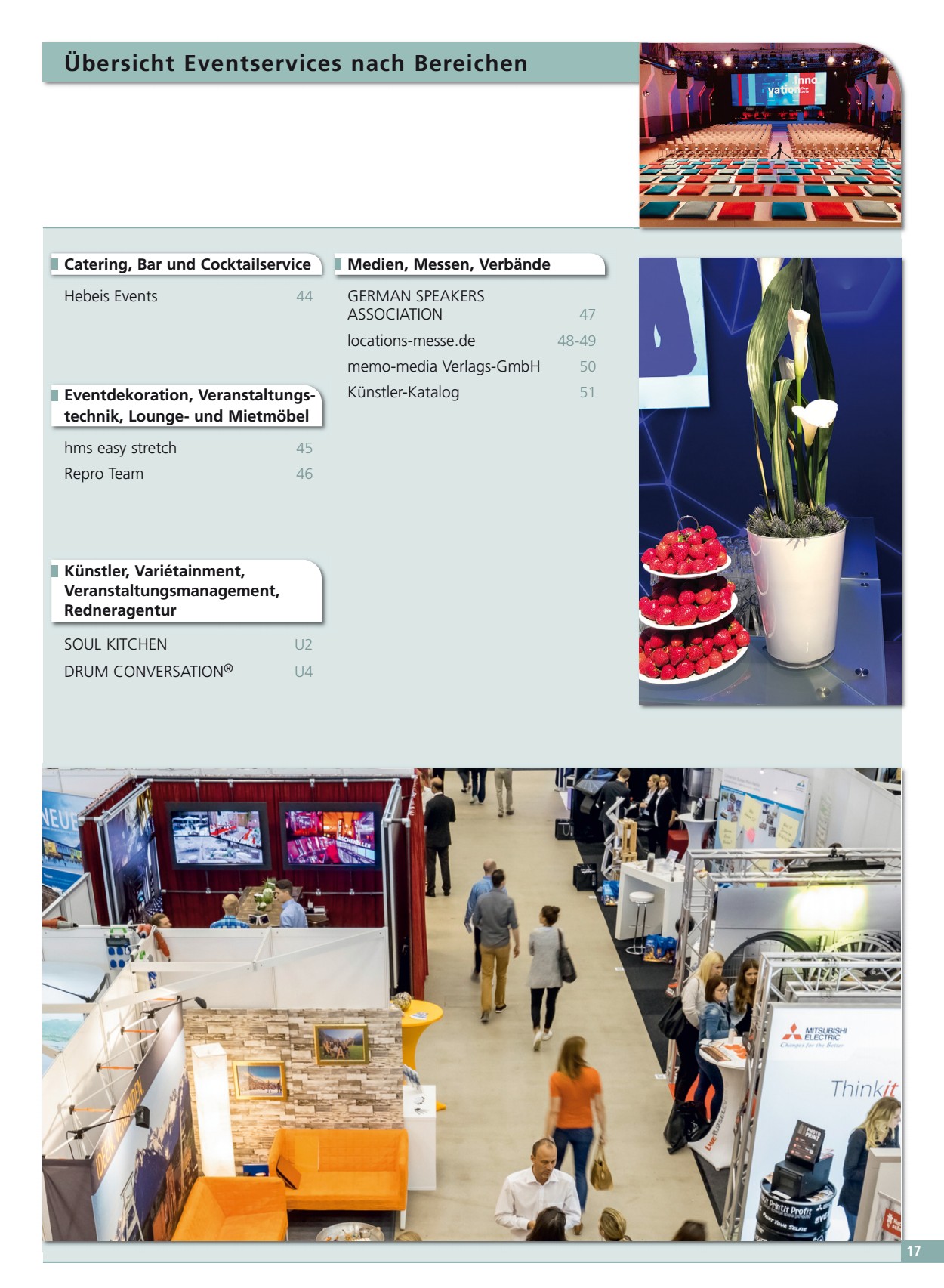 &Uuml;bersicht Eventservices Bereichen