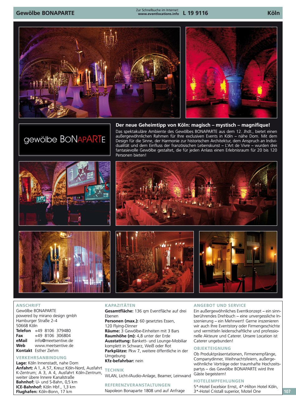 Gew&ouml;lbe BONAPARTE K&ouml;ln