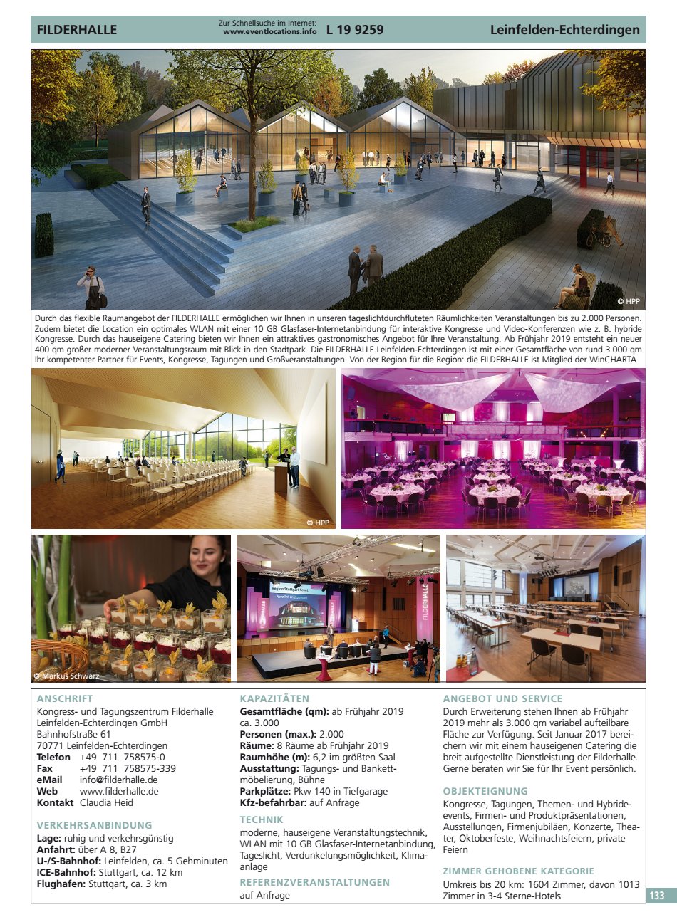 FILDERHALLE Leinfelden-Echterdingen ANSCHRIFT