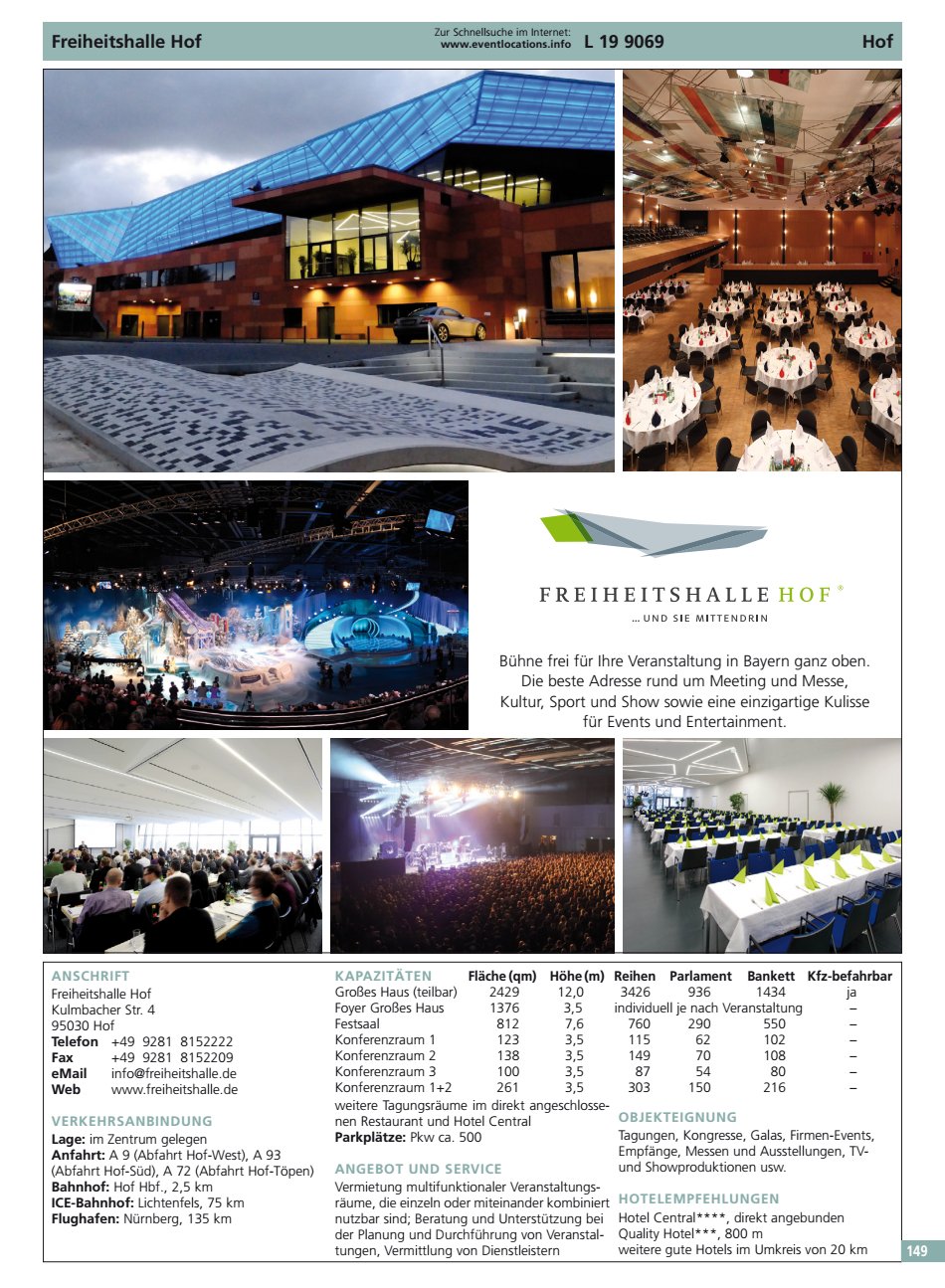 Freiheitshalle ANSCHRIFT Telefon