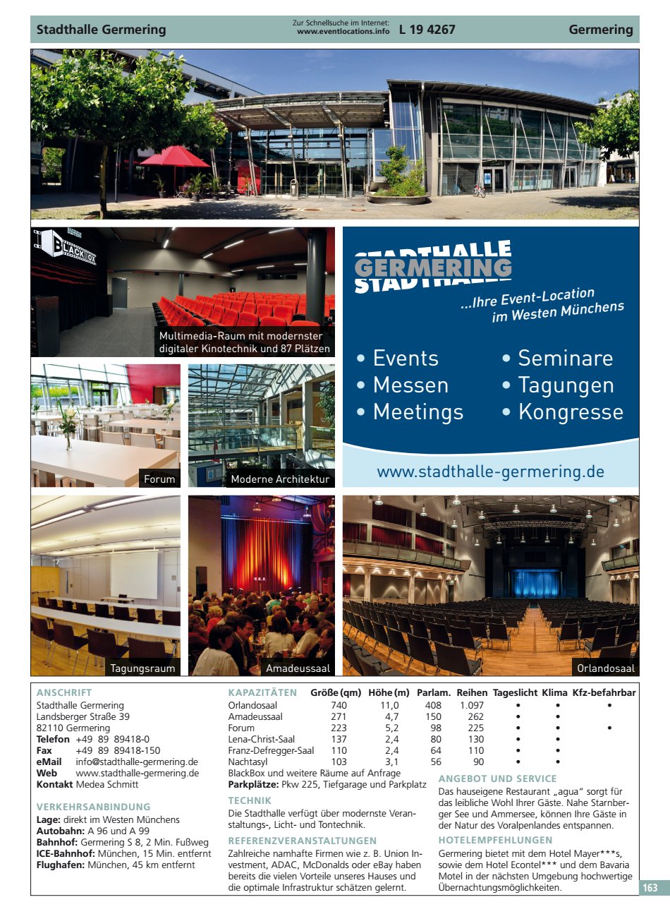 Stadthalle Germering ANSCHRIFT