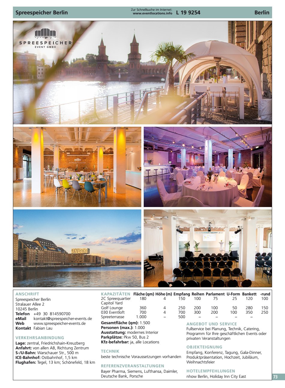 Spreespeicher Berlin ANSCHRIFT