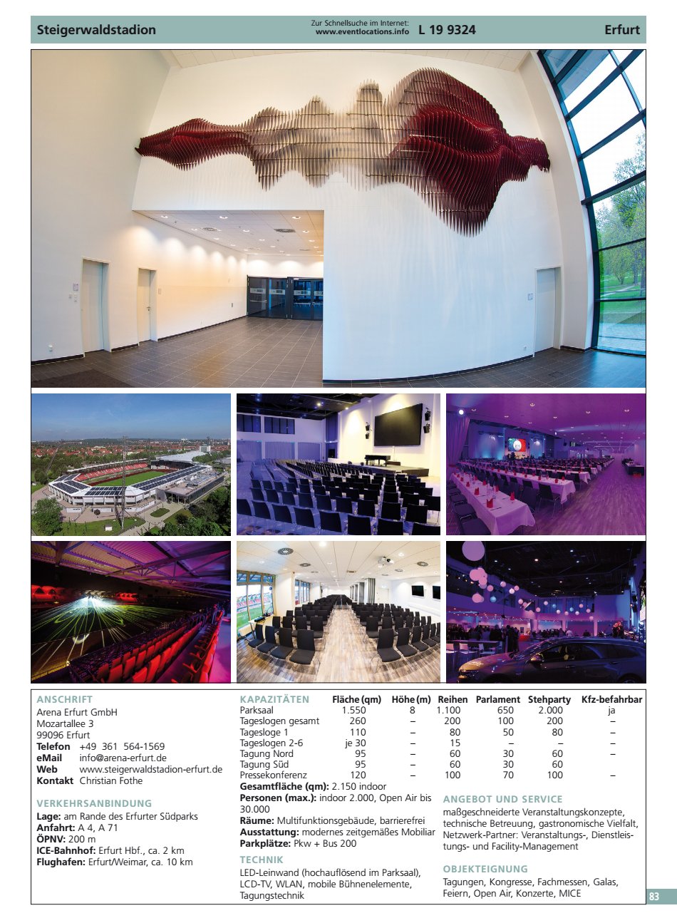 Steigerwaldstadion Erfurt ANSCHRIFT